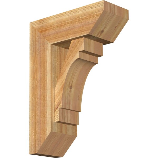 Ekena Millwork Merced Slat Rough Sawn Bracket w/ Offset Brace, Western Red Cedar, 8"W x 20"D x 28"H BKT0806X20X28MRC06RWR - main
